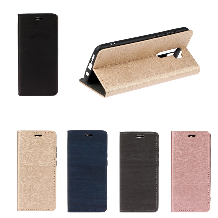 Auto-absorbing Tree Bark Texture Leather Flip Casing for Xiaomi Redmi Note 8 Pro - Gold-6