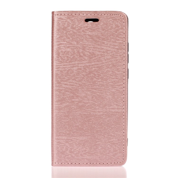 Auto-absorbing Tree Bark Texture Leather Flip Casing for Xiaomi Redmi Note 8 Pro - Rose Gold-1