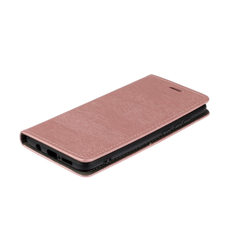 Auto-absorbing Tree Bark Texture Leather Flip Casing for Xiaomi Redmi Note 8 Pro - Rose Gold-3