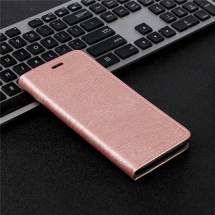 Auto-absorbing Tree Bark Texture Leather Flip Casing for Xiaomi Redmi Note 8 Pro - Rose Gold-5