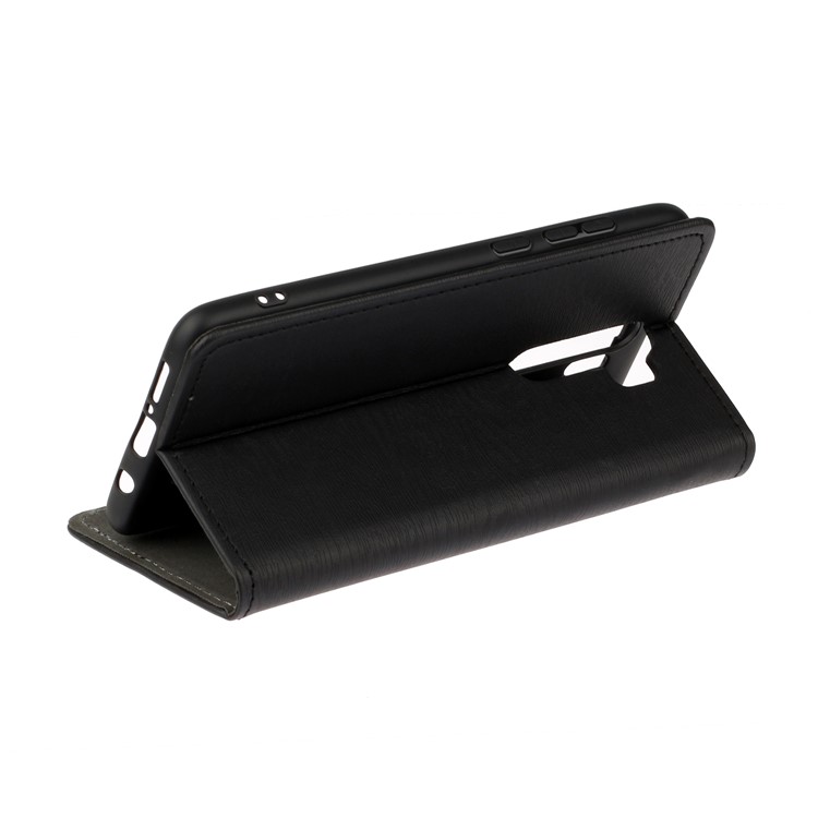 Auto-absorbing Tree Bark Texture Leather Flip Casing for Xiaomi Redmi Note 8 Pro - Black-4