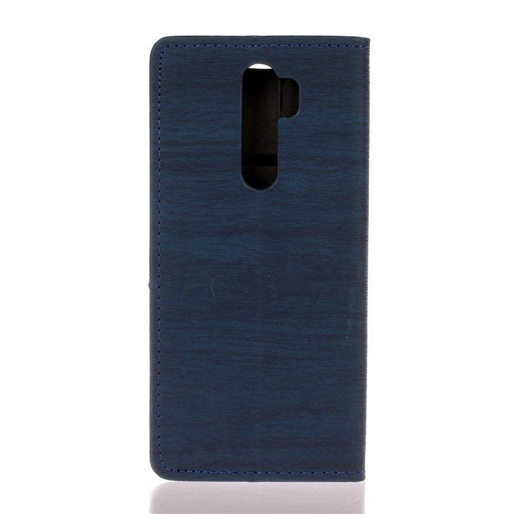 Auto-absorbing Tree Bark Texture Leather Flip Casing for Xiaomi Redmi Note 8 Pro - Blue-2