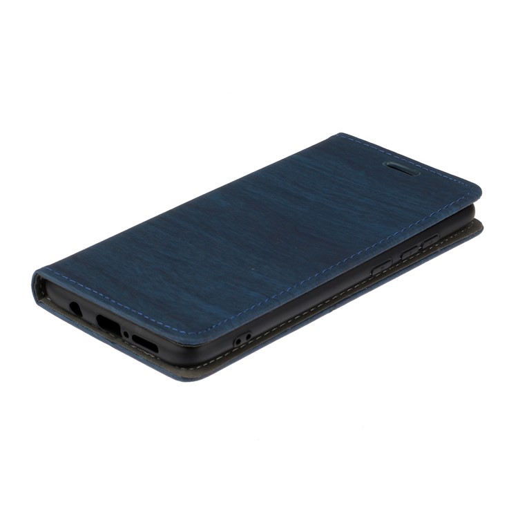Auto-absorbing Tree Bark Texture Leather Flip Casing for Xiaomi Redmi Note 8 Pro - Blue-3