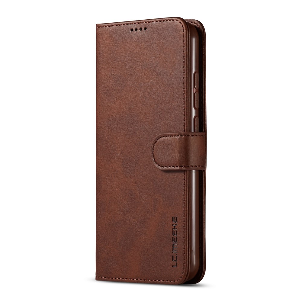 Lc. Imeeke pu Para Xiaomi Redmi Note 8 Carcasa de Billetera Protectora de Cuero - Café