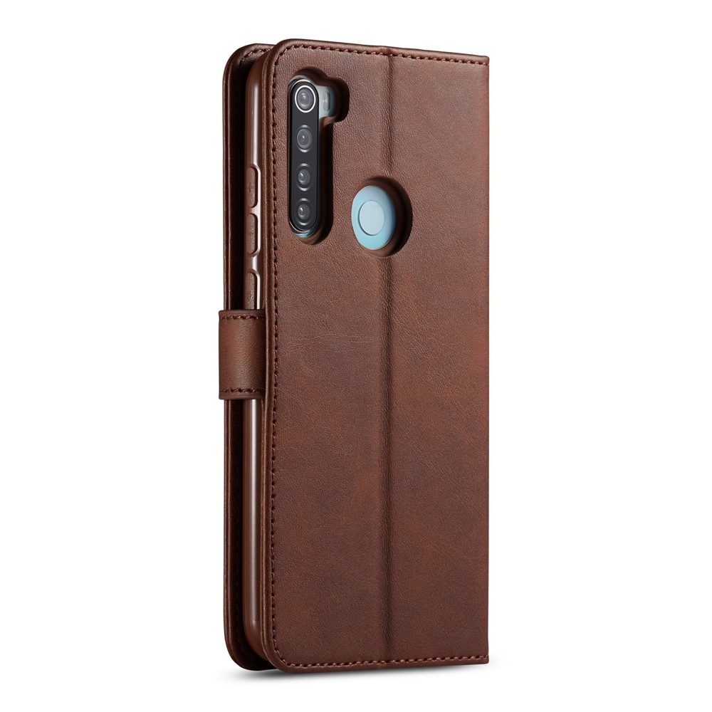 LC.IMEEKEPU for Xiaomi Redmi Note 8 Leather Protective Flip Wallet Casing - Coffee-3