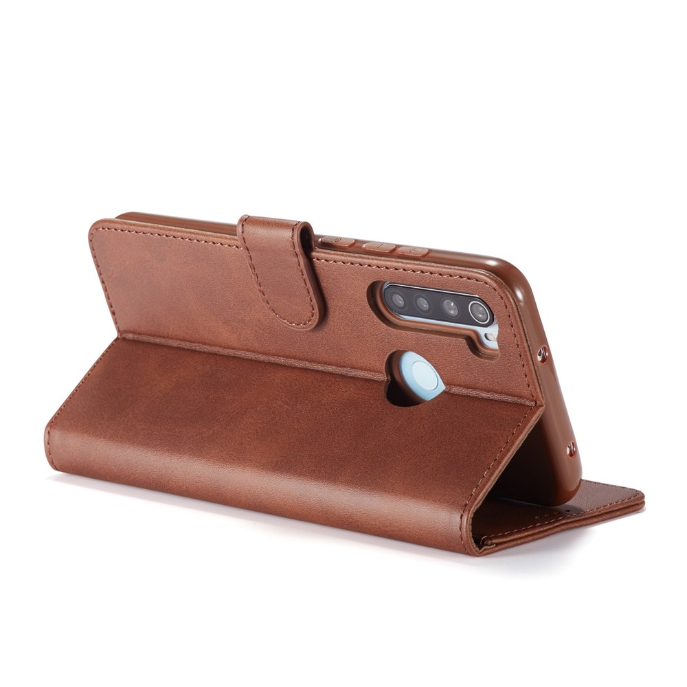 LC.IMEEKEPU for Xiaomi Redmi Note 8 Leather Protective Flip Wallet Casing - Coffee-6