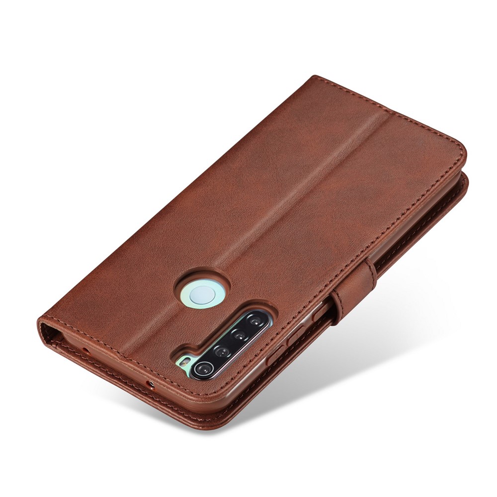 Lc. Imeeke pu Para Xiaomi Redmi Note 8 Carcasa de Billetera Protectora de Cuero - Café