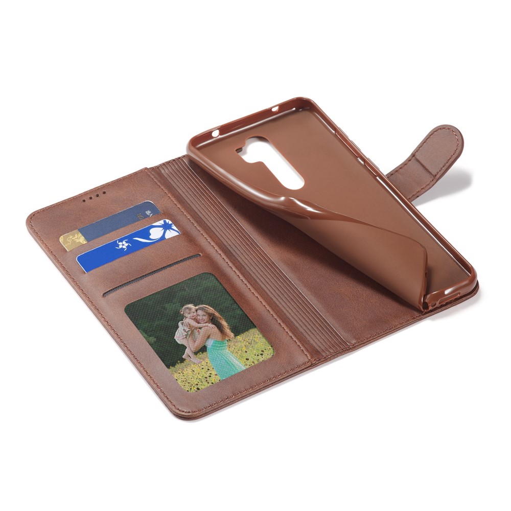 LC.IMEEKEPU Leather Stylish Flip Wallet Casing for Xiaomi Redmi Note 8 Pro - Brown-8