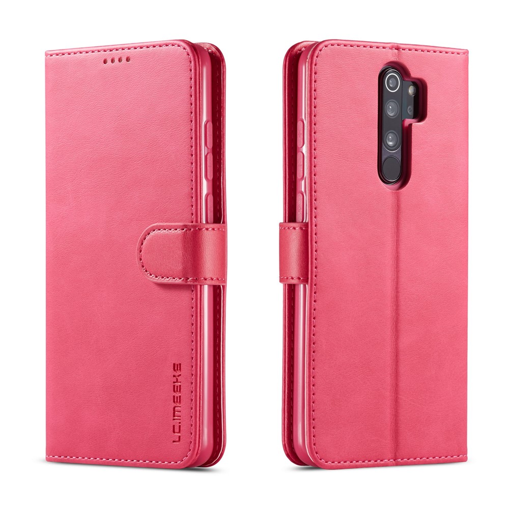 Lc. Imeeke PU Leder Stilvolle Flip -brieftaschengehäuse Für Xiaomi Redmi Note 8 Pro - Rot