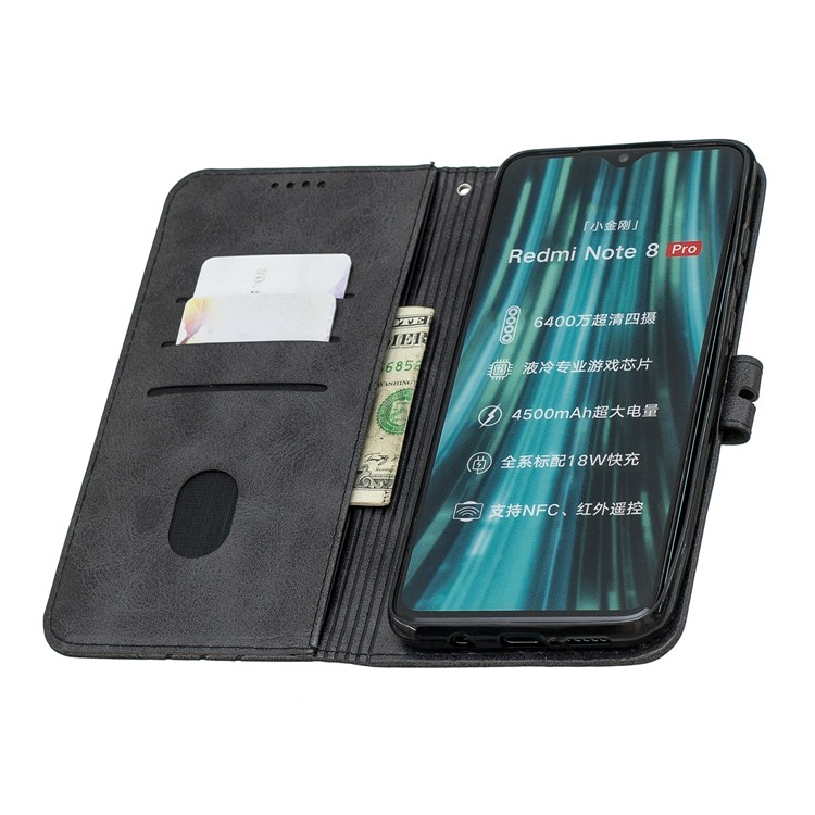 Wallet Leather Stand Phone Cover Casing for Xiaomi Redmi Note 8 Pro - Black-5