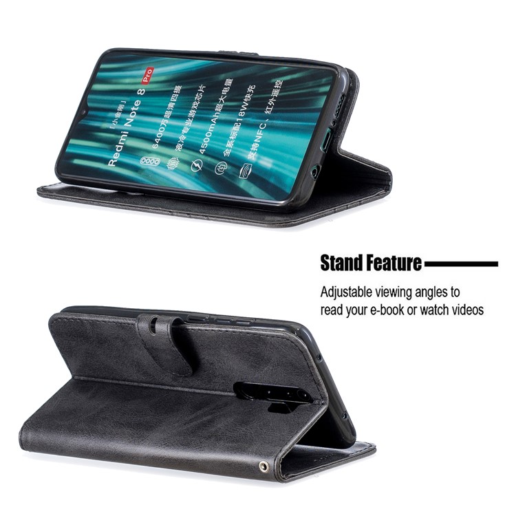Wallet Leather Stand Phone Cover Casing for Xiaomi Redmi Note 8 Pro - Black-6