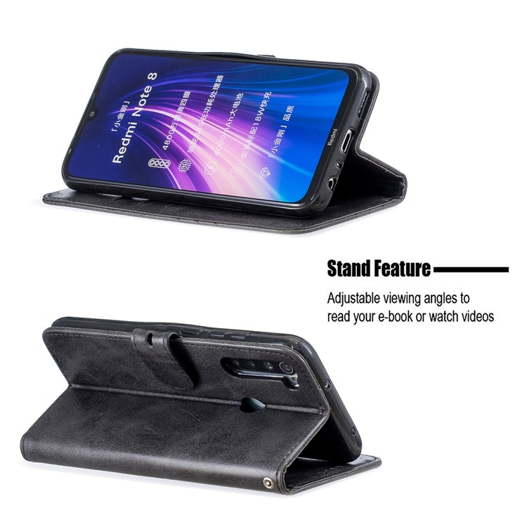 Wallet Leather Stand Phone Case for Xiaomi Redmi Note 8 - Black-6