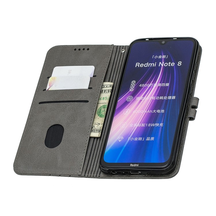 Wallet Leather Stand Phone Case for Xiaomi Redmi Note 8 - Grey-5