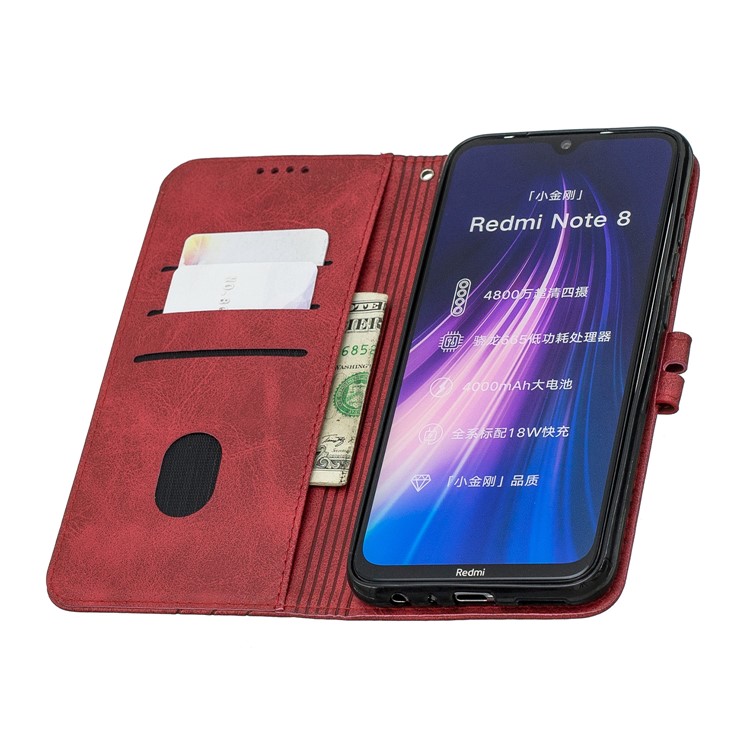 Wallet Leather Stand Phone Case for Xiaomi Redmi Note 8 - Red-5