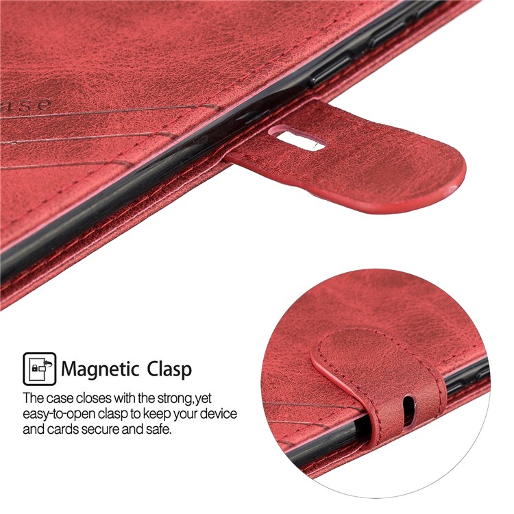 Wallet Leather Stand Phone Case for Xiaomi Redmi Note 8 - Red-7