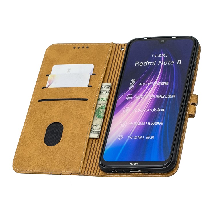 Wallet Leather Stand Phone Case for Xiaomi Redmi Note 8 - Yellow-5