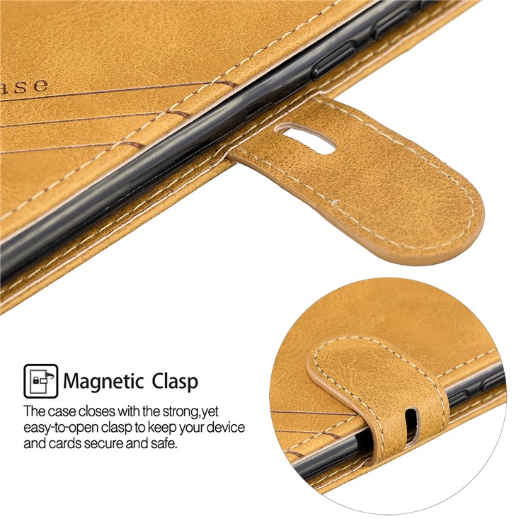 Wallet Leather Stand Phone Case for Xiaomi Redmi Note 8 - Yellow-7