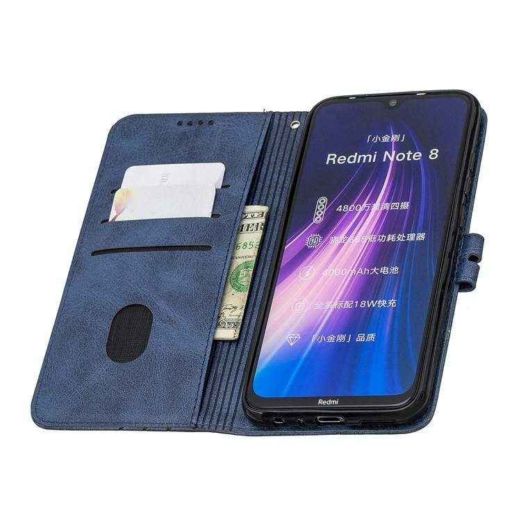 Wallet Leather Stand Phone Case for Xiaomi Redmi Note 8 - Blue-5