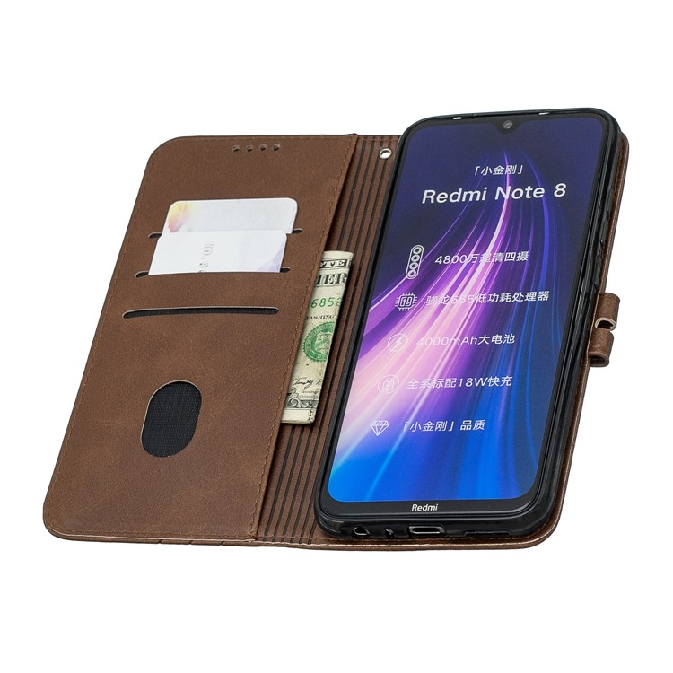 Wallet Leather Stand Phone Case for Xiaomi Redmi Note 8 - Brown-5