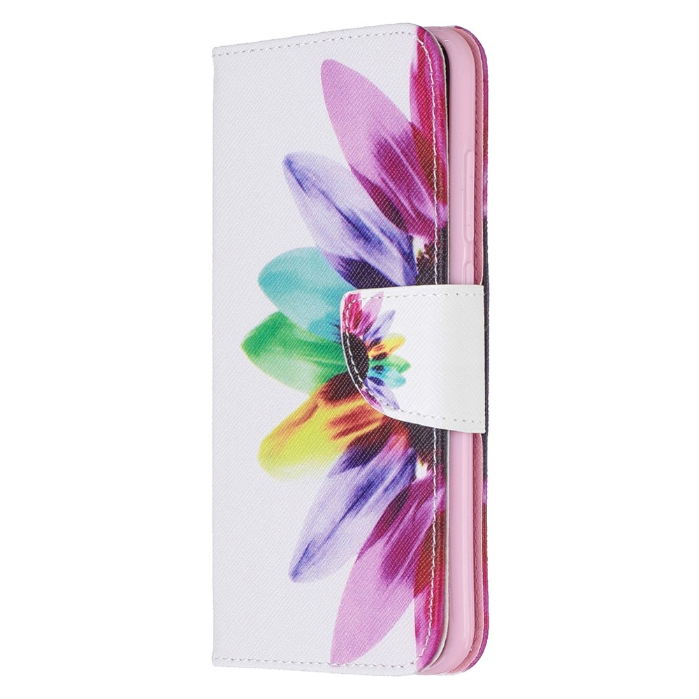 Impresión Del Patrón Del Tirón Del Cuero Cáscara Del Teléfono Celular PU Del Soporte Para Xiaomi Redmi Nota 8 - Flor Coloreada-2