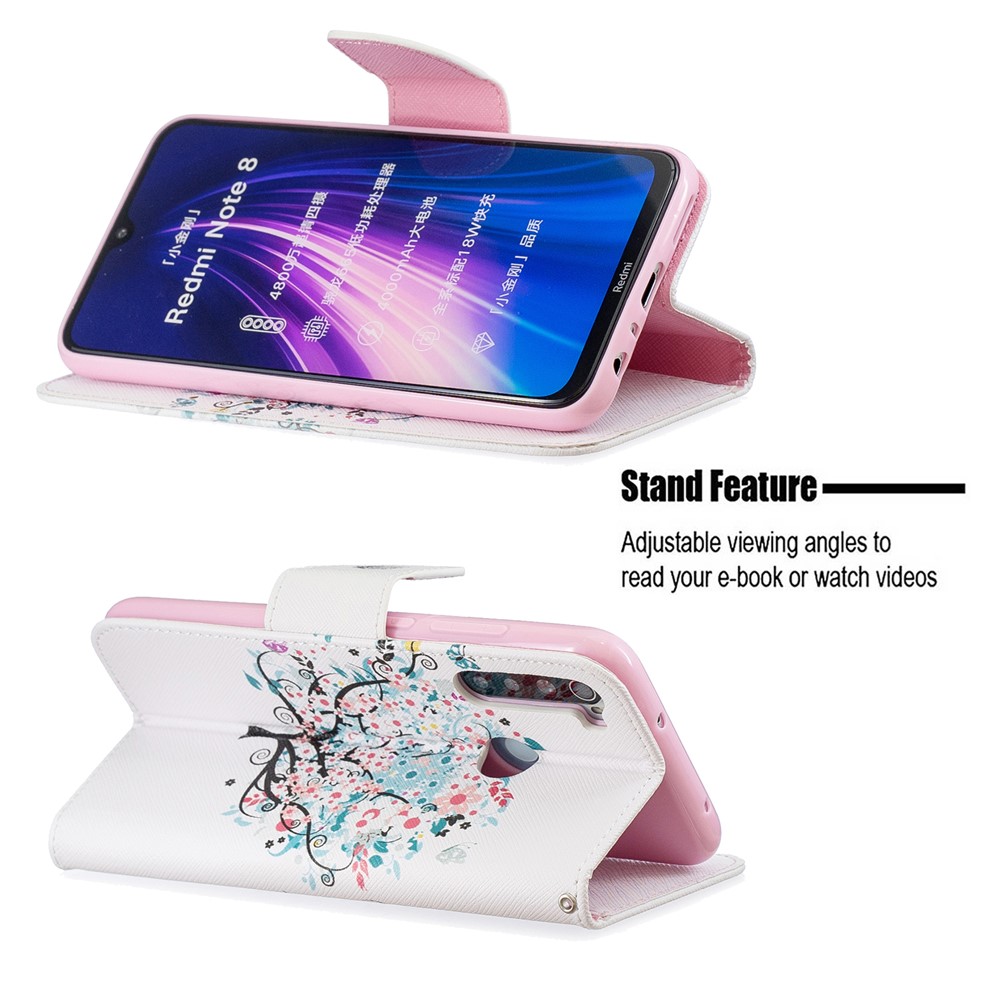 Pattern Printing PU Leather Flip Stand Phone Cell Shell for Xiaomi Redmi Note 8 - Tree-5