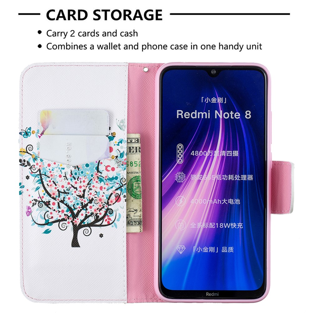 Pattern Printing PU Leather Flip Stand Phone Cell Shell for Xiaomi Redmi Note 8 - Tree-6