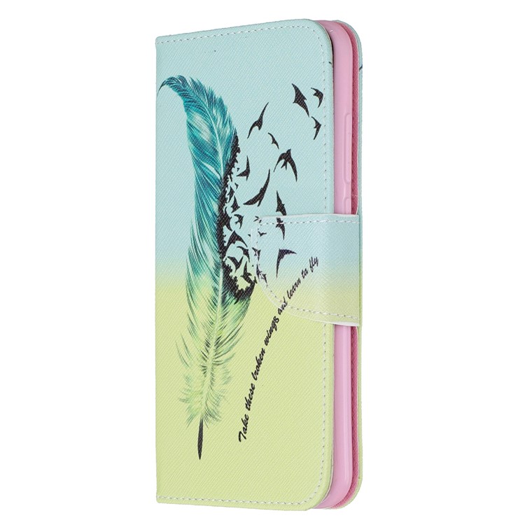 Musterdruck PU-Leder Flip Stand Telefonzelle Shell Für Xiaomi Redmi Anmerkung 8 - Feder-2