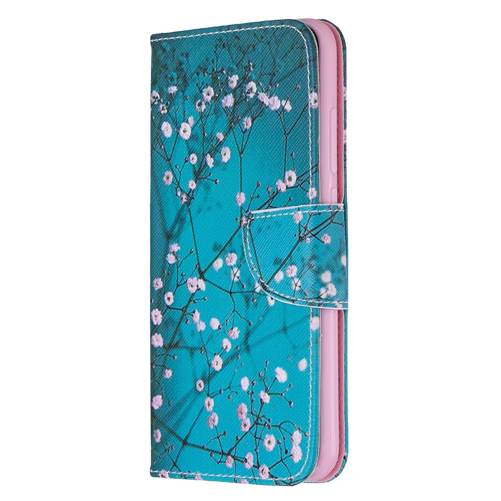 Pattern Printing PU Leather Flip Stand Phone Cell Shell for Xiaomi Redmi Note 8 - White Flower-2
