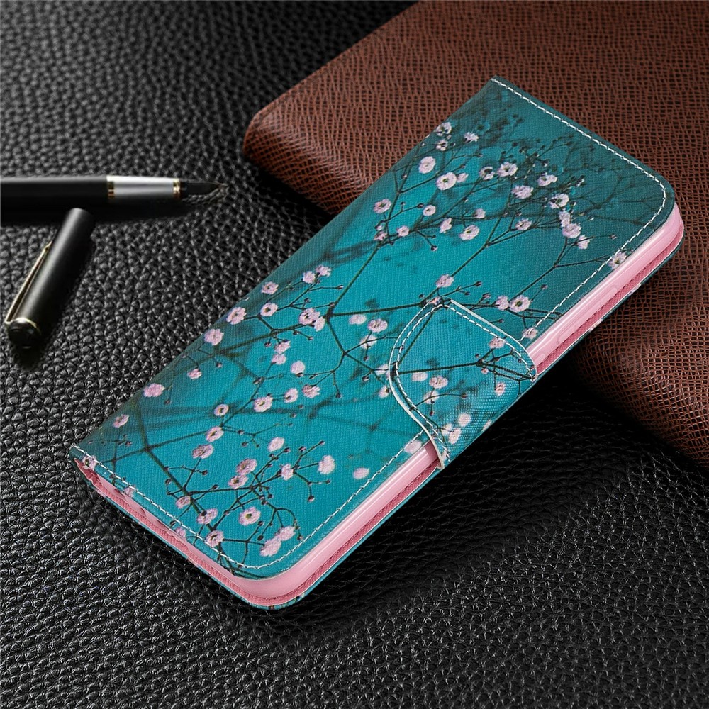 Pattern Printing PU Leather Flip Stand Phone Cell Shell for Xiaomi Redmi Note 8 - White Flower-7