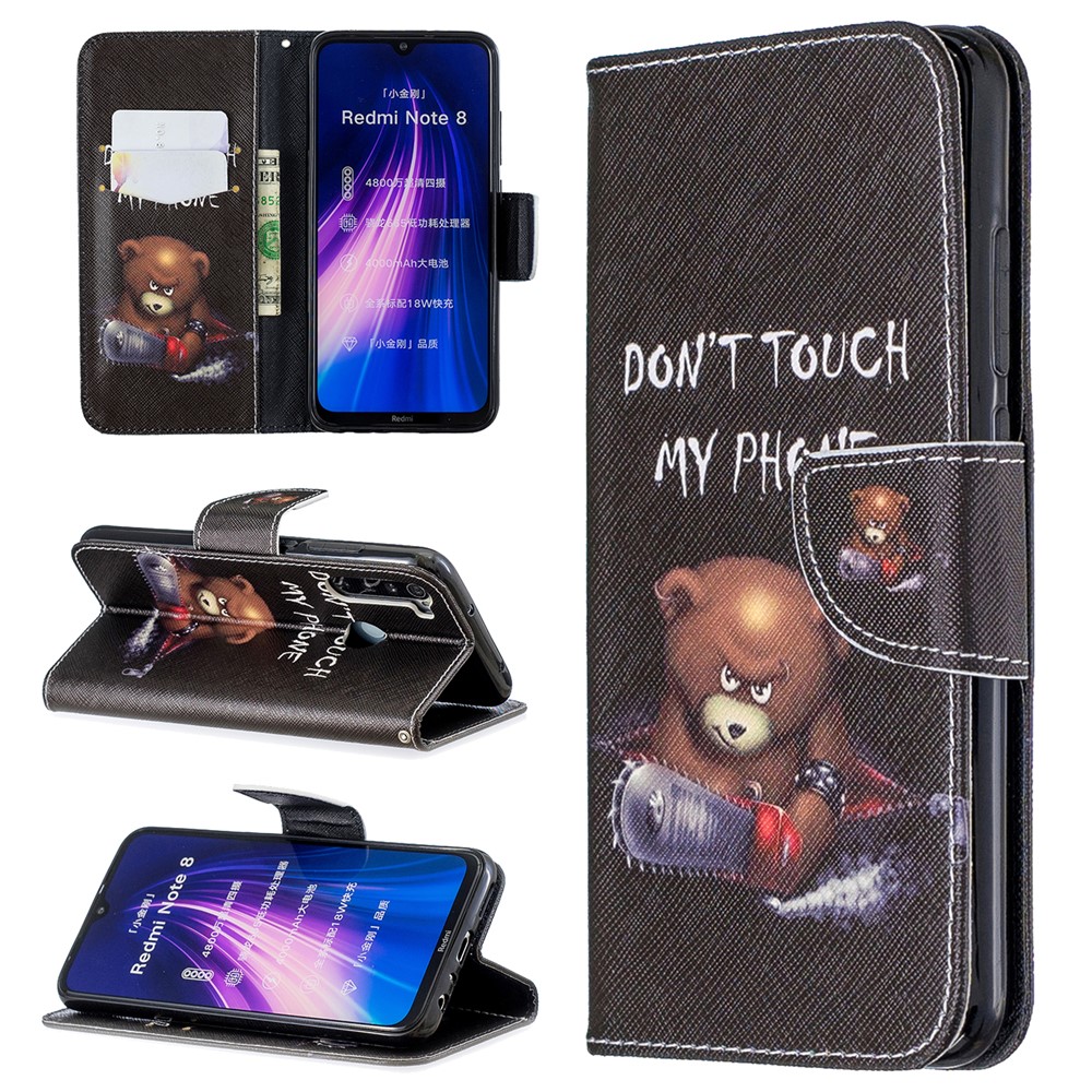 Pattern Printing PU Leather Flip Stand Phone Cell Shell for Xiaomi Redmi Note 8 - Bear-1
