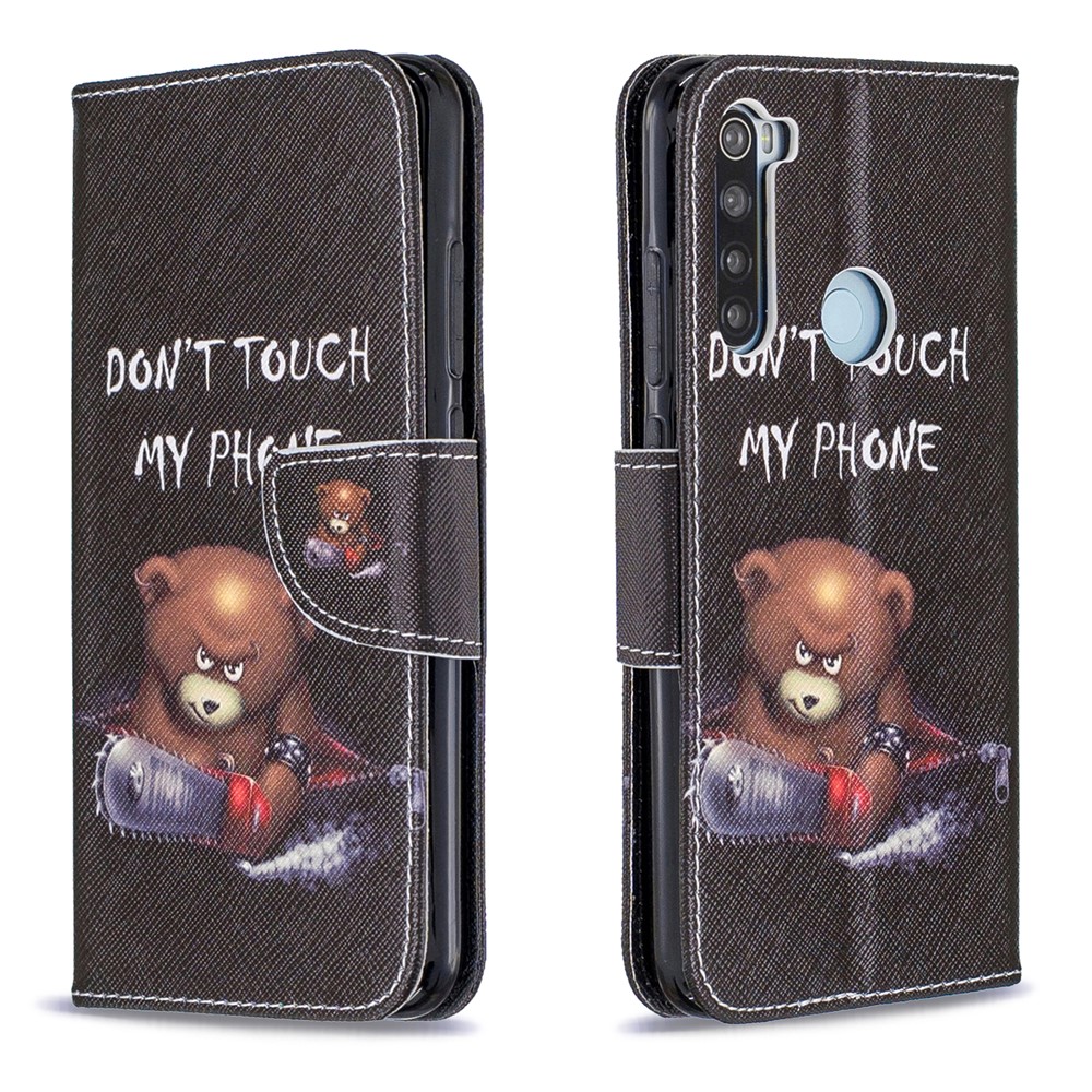 Pattern Printing PU Leather Flip Stand Phone Cell Shell for Xiaomi Redmi Note 8 - Bear-4