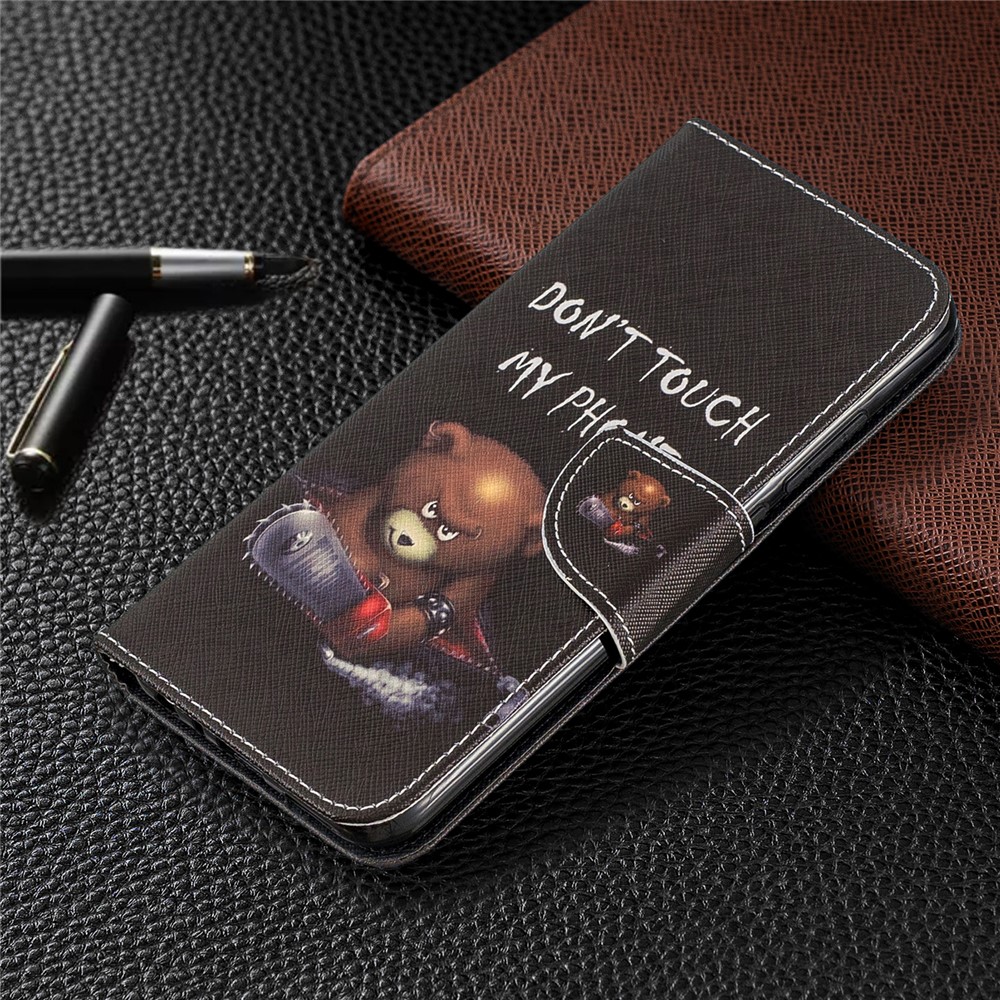 Pattern Printing PU Leather Flip Stand Phone Cell Shell for Xiaomi Redmi Note 8 - Bear-7
