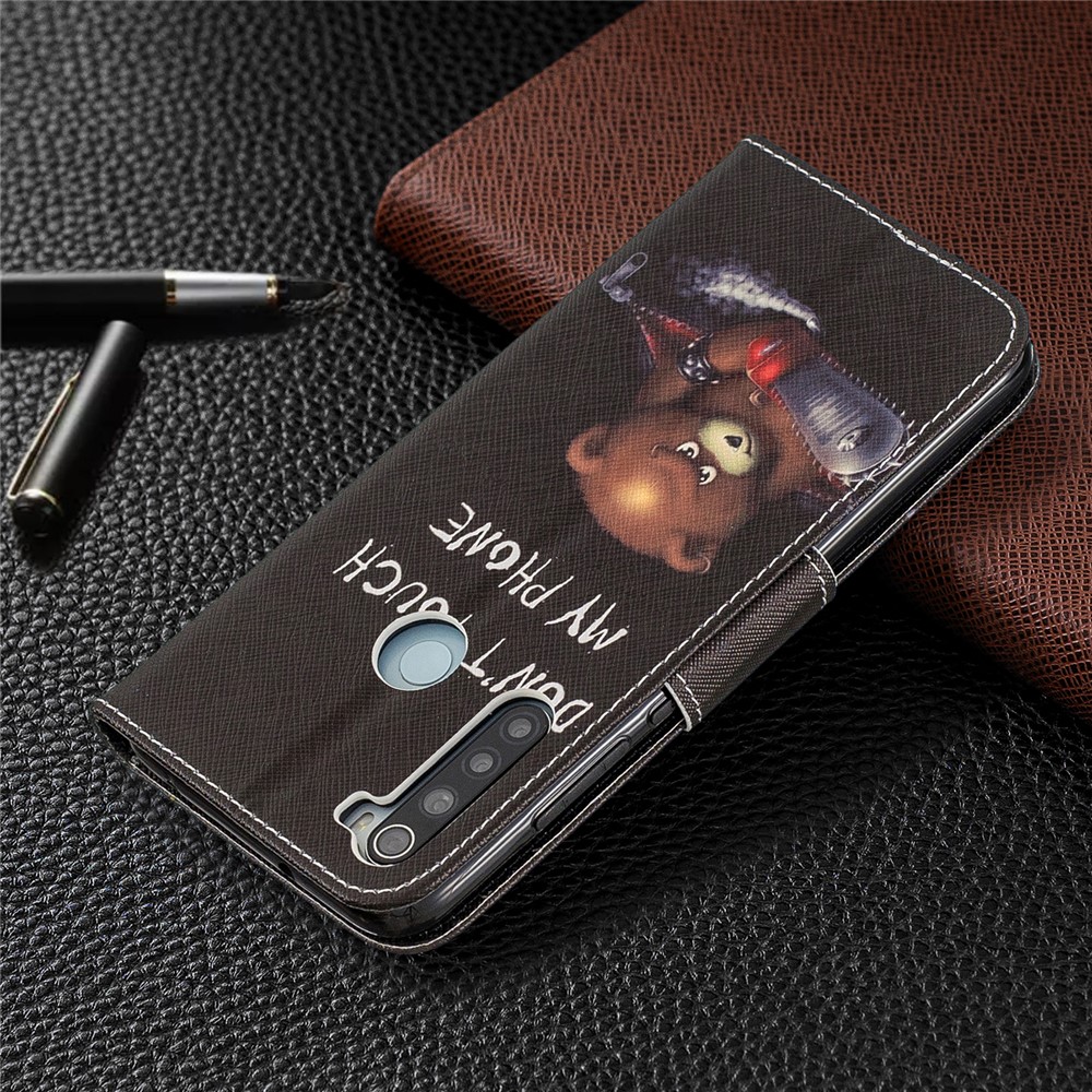 Pattern Printing PU Leather Flip Stand Phone Cell Shell for Xiaomi Redmi Note 8 - Bear-8