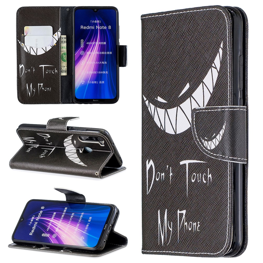 Pattern Printing PU Leather Flip Stand Phone Cell Shell for Xiaomi Redmi Note 8 - Teeth-1