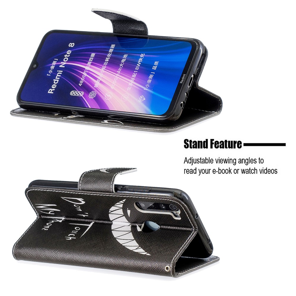 Pattern Printing PU Leather Flip Stand Phone Cell Shell for Xiaomi Redmi Note 8 - Teeth-5
