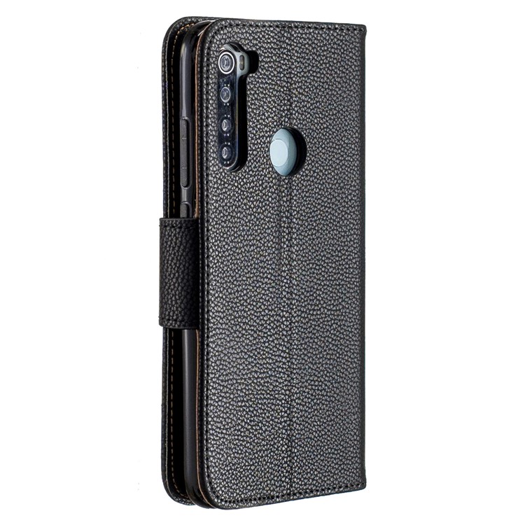 Litchi Skin Wallet Leather Stand Case for Xiaomi Redmi Note 8 - Black-3