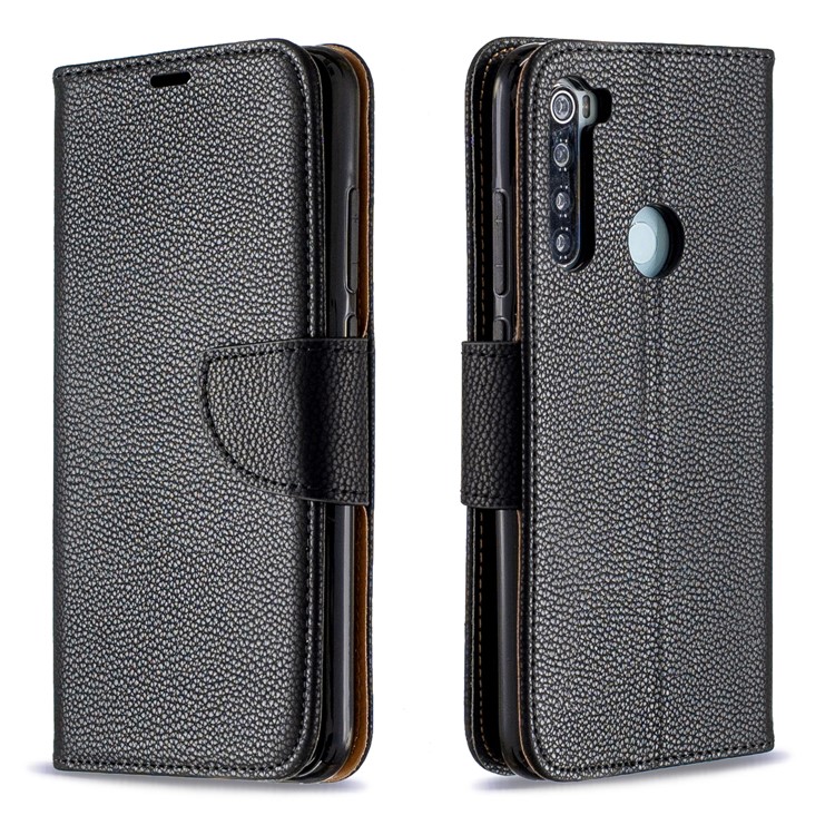 Litchi Skin Wallet Leather Stand Case for Xiaomi Redmi Note 8 - Black-4