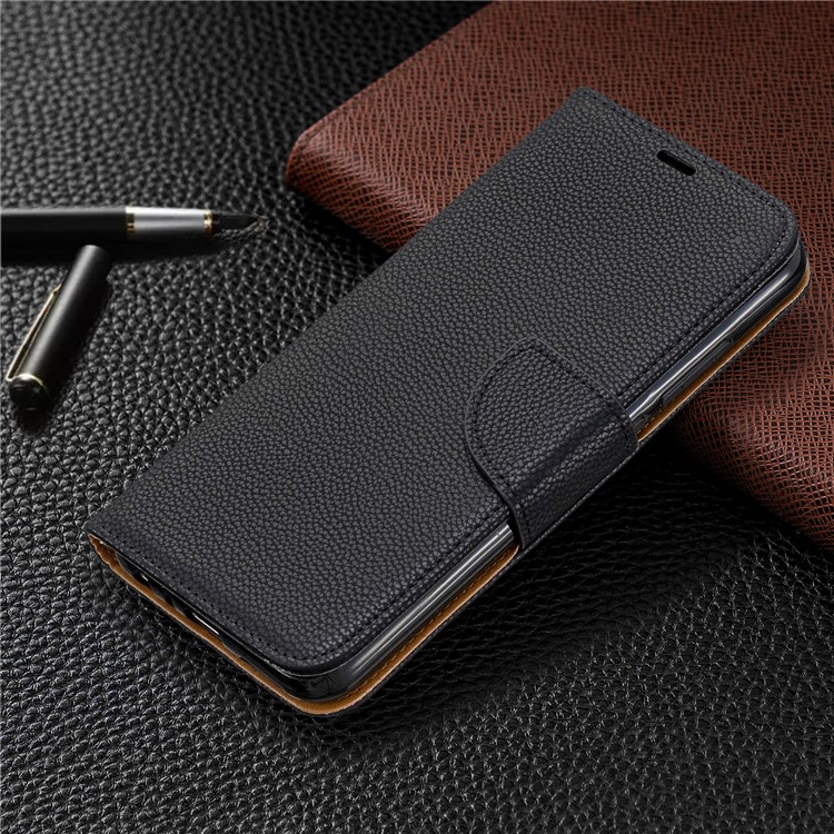 Litchi Skin Wallet Leather Stand Case for Xiaomi Redmi Note 8 - Black-7