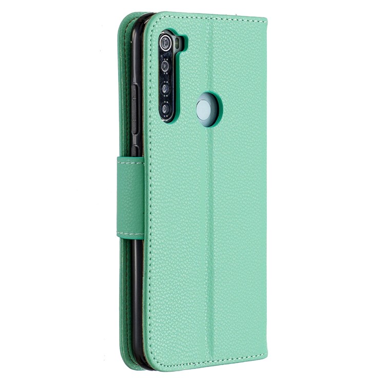 Litchi Skin Wallet Leather Stand Case for Xiaomi Redmi Note 8 - Green-3