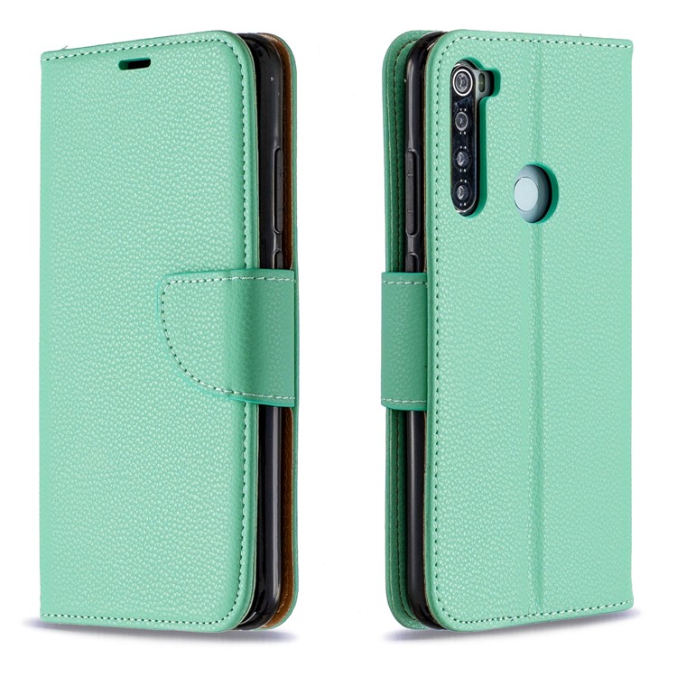 Litchi Skin Wallet Leather Stand Case for Xiaomi Redmi Note 8 - Green-4