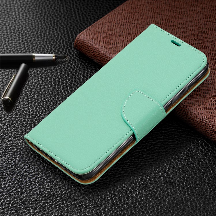 Litchi Skin Wallet Leather Stand Case for Xiaomi Redmi Note 8 - Green-7