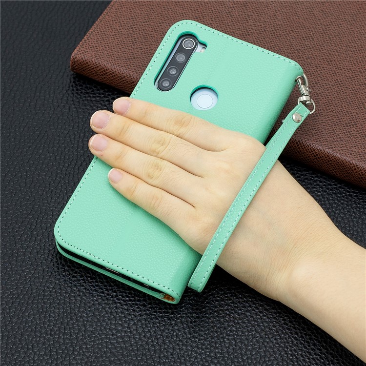Litchi Skin Wallet Leather Stand Case for Xiaomi Redmi Note 8 - Green-9