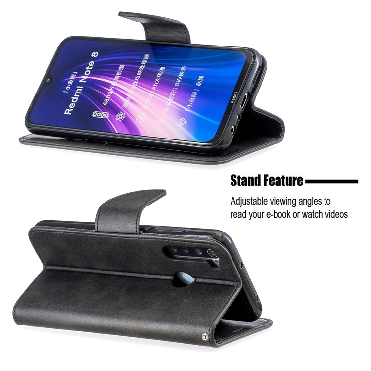 Caso Della Copertura PU Leather Wallet Phone Basamento Per Xiaomi Redmi Nota 8 - Nero-5