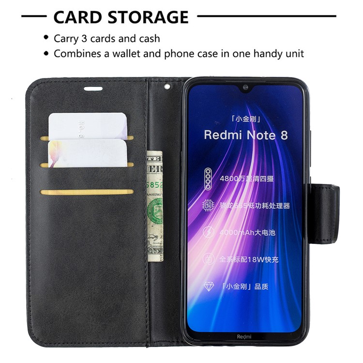 Caso Della Copertura PU Leather Wallet Phone Basamento Per Xiaomi Redmi Nota 8 - Nero-6