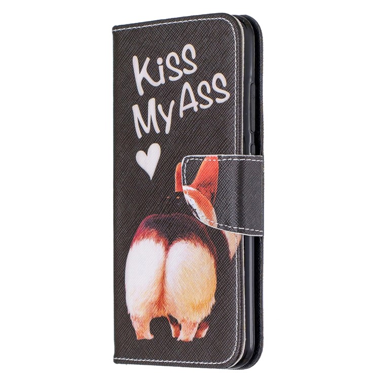 Pattern Printing Cross Texture Wallet Stand Flip Leather Case for Xiaomi Redmi Note 8 - Kiss My Ass-2