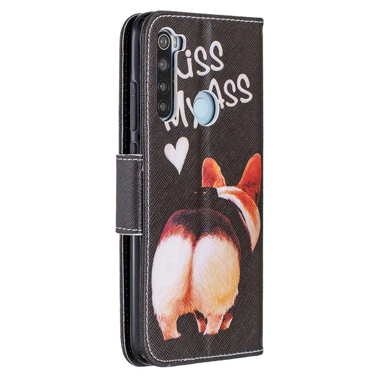 Pattern Printing Cross Texture Wallet Stand Flip Leather Case for Xiaomi Redmi Note 8 - Kiss My Ass-3