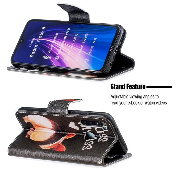 Pattern Printing Cross Texture Wallet Stand Flip Leather Case for Xiaomi Redmi Note 8 - Kiss My Ass-5