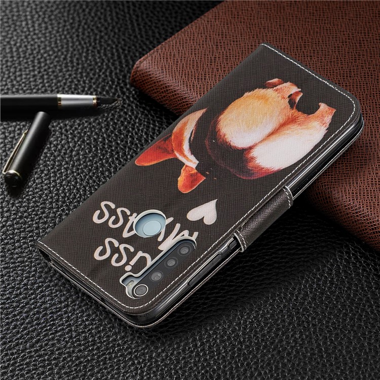 Pattern Printing Cross Texture Wallet Stand Flip Leather Case for Xiaomi Redmi Note 8 - Kiss My Ass-8