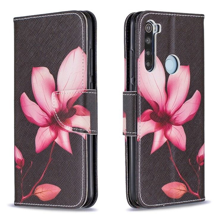 Pattern Printing Cross Texture Wallet Stand Flip Leather Case for Xiaomi Redmi Note 8 - Kapok-4