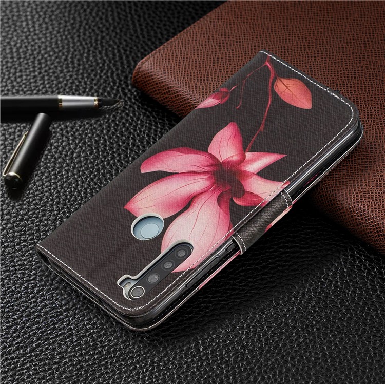 Pattern Printing Cross Texture Wallet Stand Flip Leather Case for Xiaomi Redmi Note 8 - Kapok-8